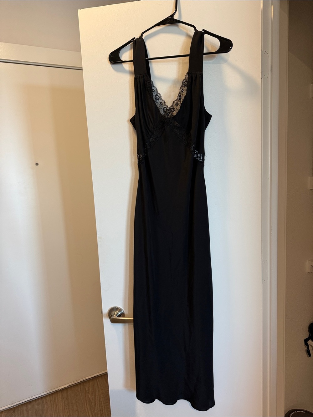 Reformation Black Lace-Trim Slip Dress